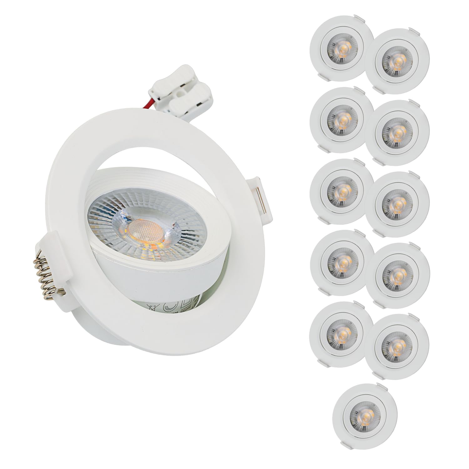 LUXULA LED Einbaustrahler dimmbar schwenkbar 12 Stück - Einbaumaß 75mm - Deckenspot Einbauleuchte weiß - 7W 600lm - CCT 3000K 4000K 6500K einstellbar - 38° Spotlight - 230V - LED Spots dimmbar