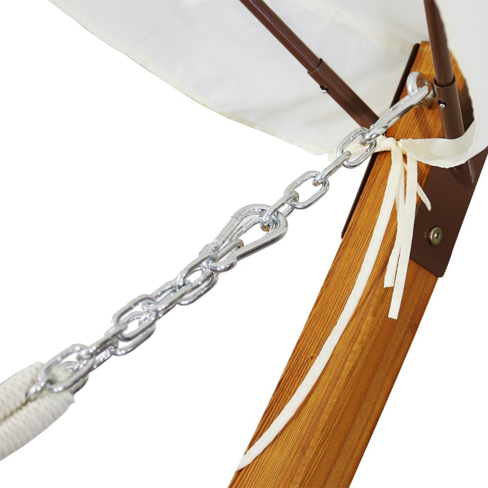 Lospitch Hängematten mit Gestell Holz Hängematte mit Dach Hängemattengestell Hammock bis 180kg 2 Personen Outdoor