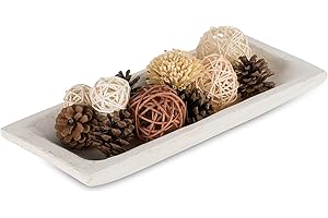 Hanobe Decorative Wood Dough Bowl: Long Rustic Centerpiece Tableware