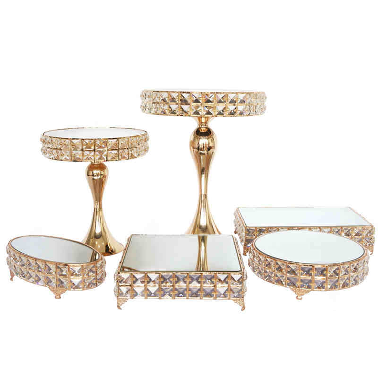Support gâteau cristal doré ensemble chic de 6 pièces luxueuses