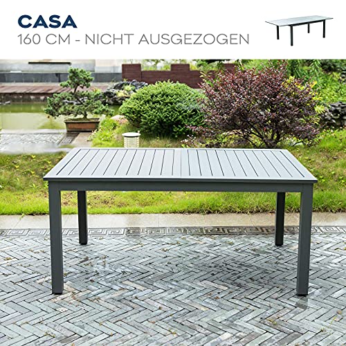 Home Deluxe - Gartentisch ausziehbar - CASA - ca. 160 (240) x 100 x 74 cm - inkl. 10 Stühlen, Gestell und Tischplatte… – Bild 6