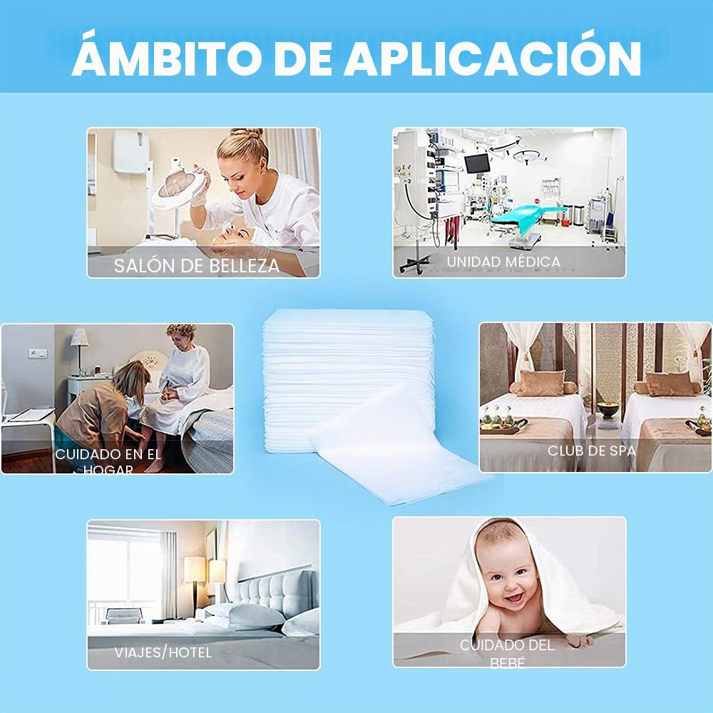 100 PCS Sábanas Desechables de tela no tejida, 80 x 180 cm, Toallas de Masaje Desechables Para Salón de Belleza, Spa, Camas de Hospital
