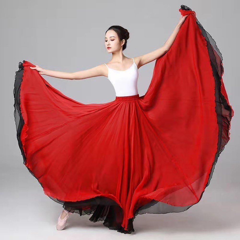 Spódnica do tańca brzucha dla kobiet spódnica taneczna flamenco spódnica do tańca brzucha spódnica do tańca brzucha czerwone spódnice długie koło pełne koło tancerz brzucha