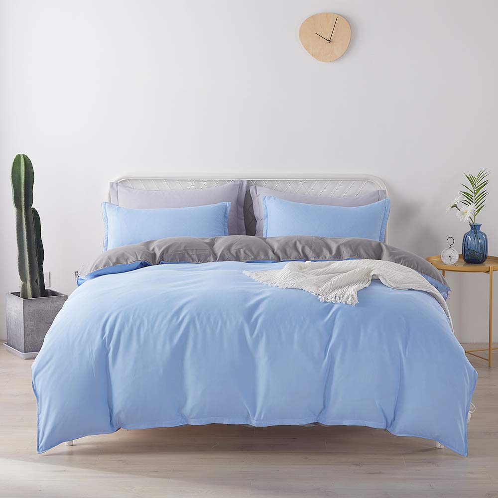 Amazon 布団カバー ボックスシーツ 布団カバー セミダブル 3点セット 和式 洋式 枕カバー 敷き布団カバー 掛け布団カバー ピーチスキン加工 シンプル 掛けカバー ピローケース Boxシーツ 寝具カバーセット 3点セット ブルー グレー 寝具カバーセット オンライン通販