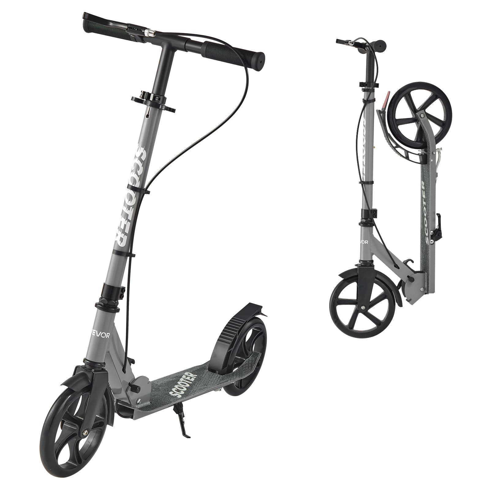VEVOR Monopattino con 2 Ruote per Bambini da 8 Anni, Monopattino Pieghevole per Mobilità Urbana per Bambini Carico max. 100kg con Manubrio Regolabile in Altezza, Pedana Antiscivolo e Freno a Mano