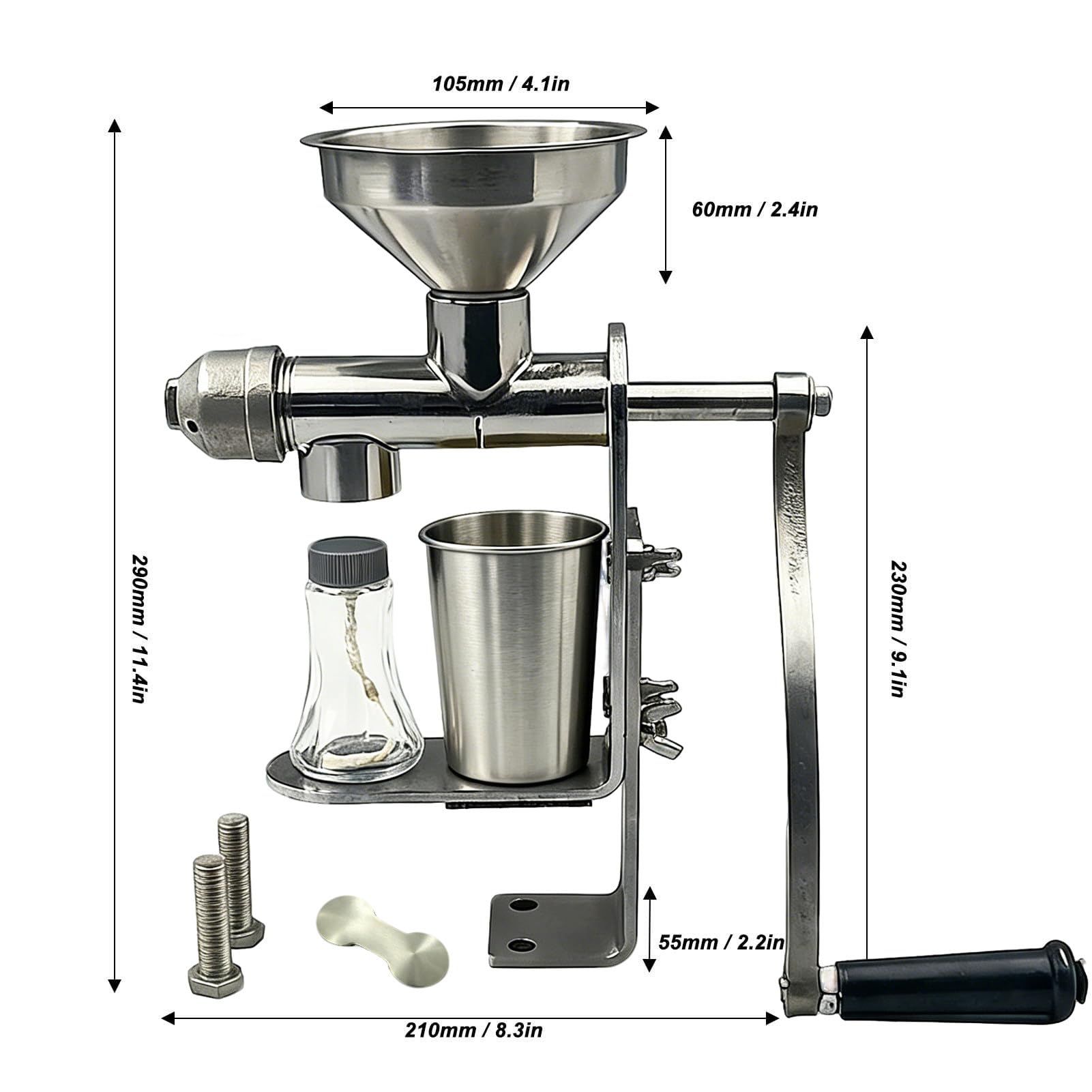 Presse à Huile Manuelle, Petite Presse à Huile En Acier Inoxydable Pour Extraction D'huile à Chaud Et à Froid, Idéale Pour Les Arachides, Les Noix Et Les Graines.