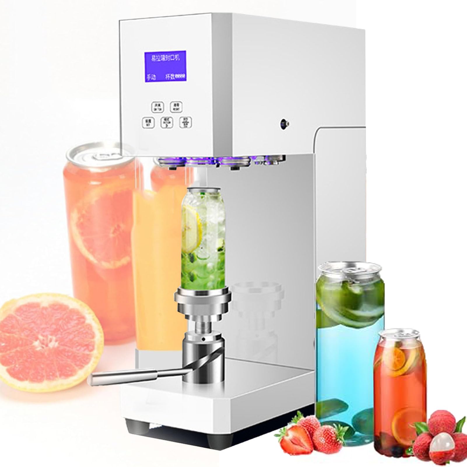 asdchZen Commercial Automatic Cup Sealing Machine, Semi Automatic Can Sealer With Counter For Soda And Tin Cans (White)