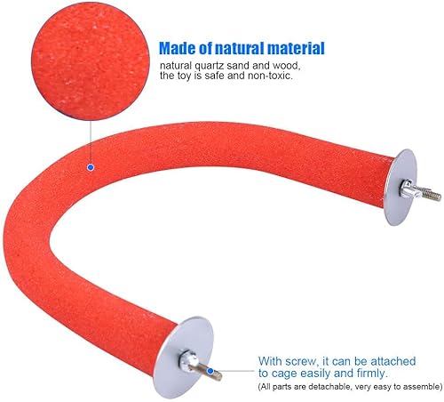 Miniatura 4 de Perca de loro, ramas de arena de cuarzo, perca de uñas en forma de U, jaula de pájaros, juguetes para jaula de pájaros, suministros para mascotas,