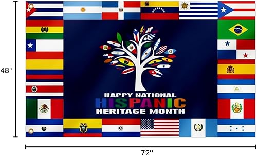 Miniatura 10 de Bandera de árbol de 22 países hispanos hispanos, patrimonio nacional hispano, bandera de 3 x 5 pies, doble impresa, divertida bandera para