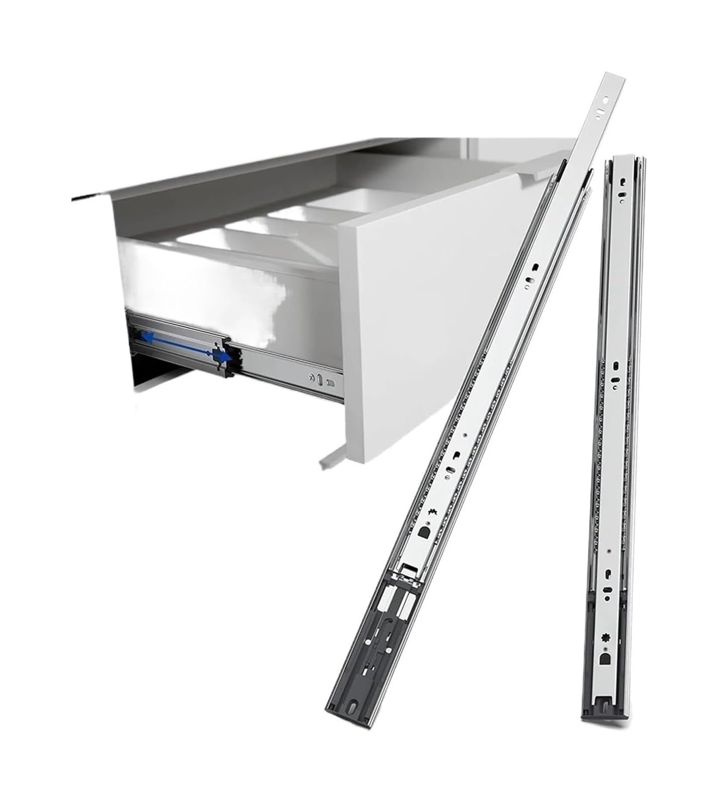 Cyjaznhh One Color Drawer Runners 3 Section 100 Lb Full Extension Ball Bearing Side Mount 12-16In Silver 2Pc(14In)
