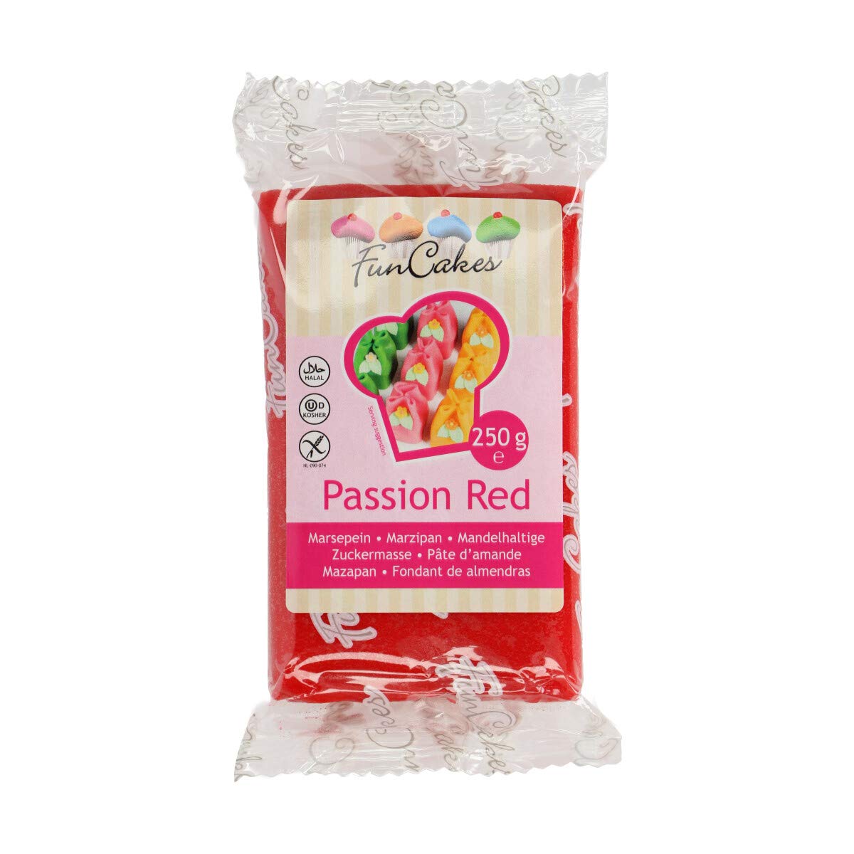 FunCakes Mazapán: Fácil de Usar, Sabor Delicioso, Flexible, Suave y Flexible, Fácil de Extender, Perfecto para Decoración de Pasteles, Halal, Kosher y sin Gluten. 250 g