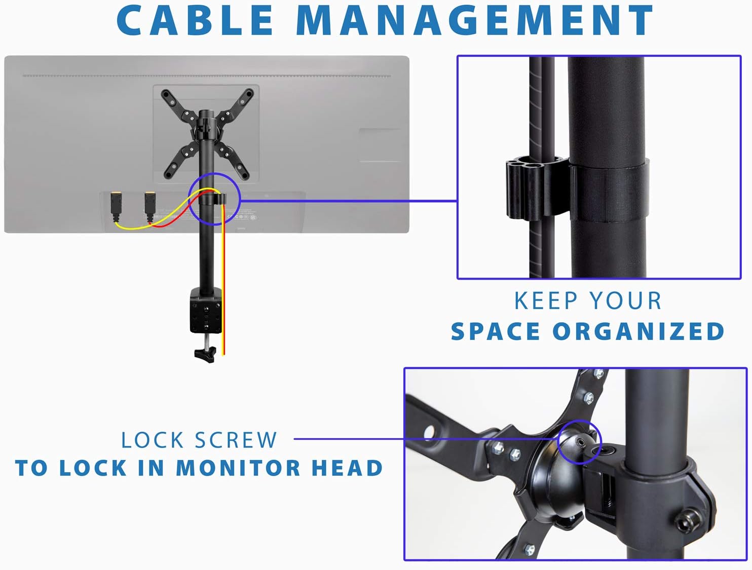Black Heavy-Duty Adjustable Desk Mount for Monitors and TVs up to 42"