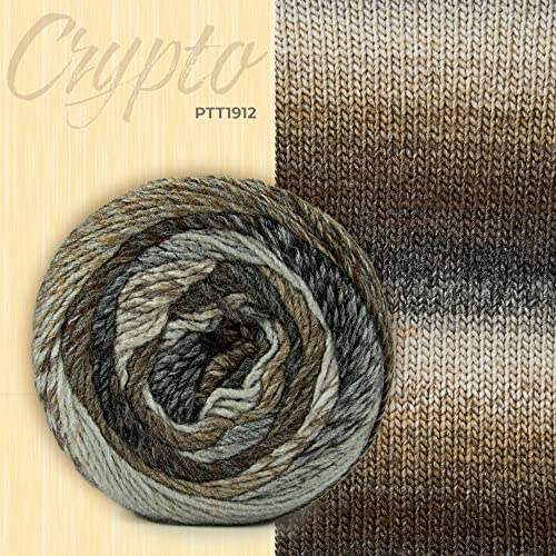 Image of Ganga Acrowools Crypto -100% Acrylic Yarn, Hand Knitting and Crochet Yarn, Pack of 2 Balls - 100Gm Each. Shade No - Ptt1912, Multi