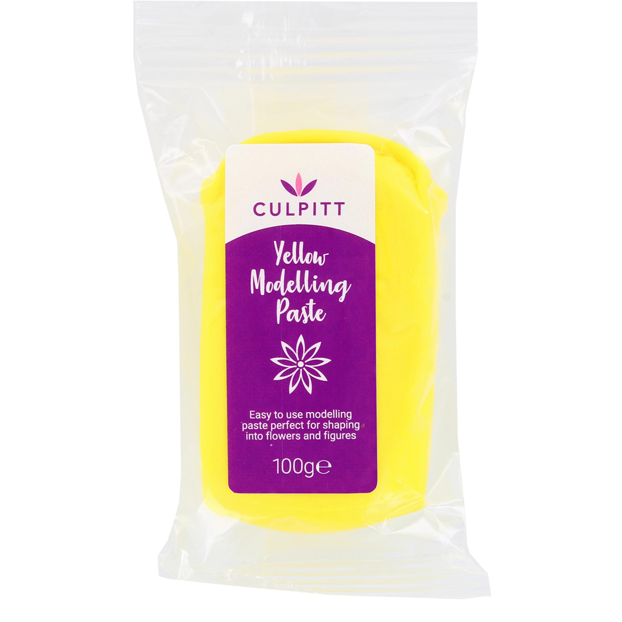 Culpitt Modelling Paste, Yellow, Sugarpaste, Gumpaste For Cake Decorating, Flowers, Animals, Figures, Models - Sets Hard, 100g