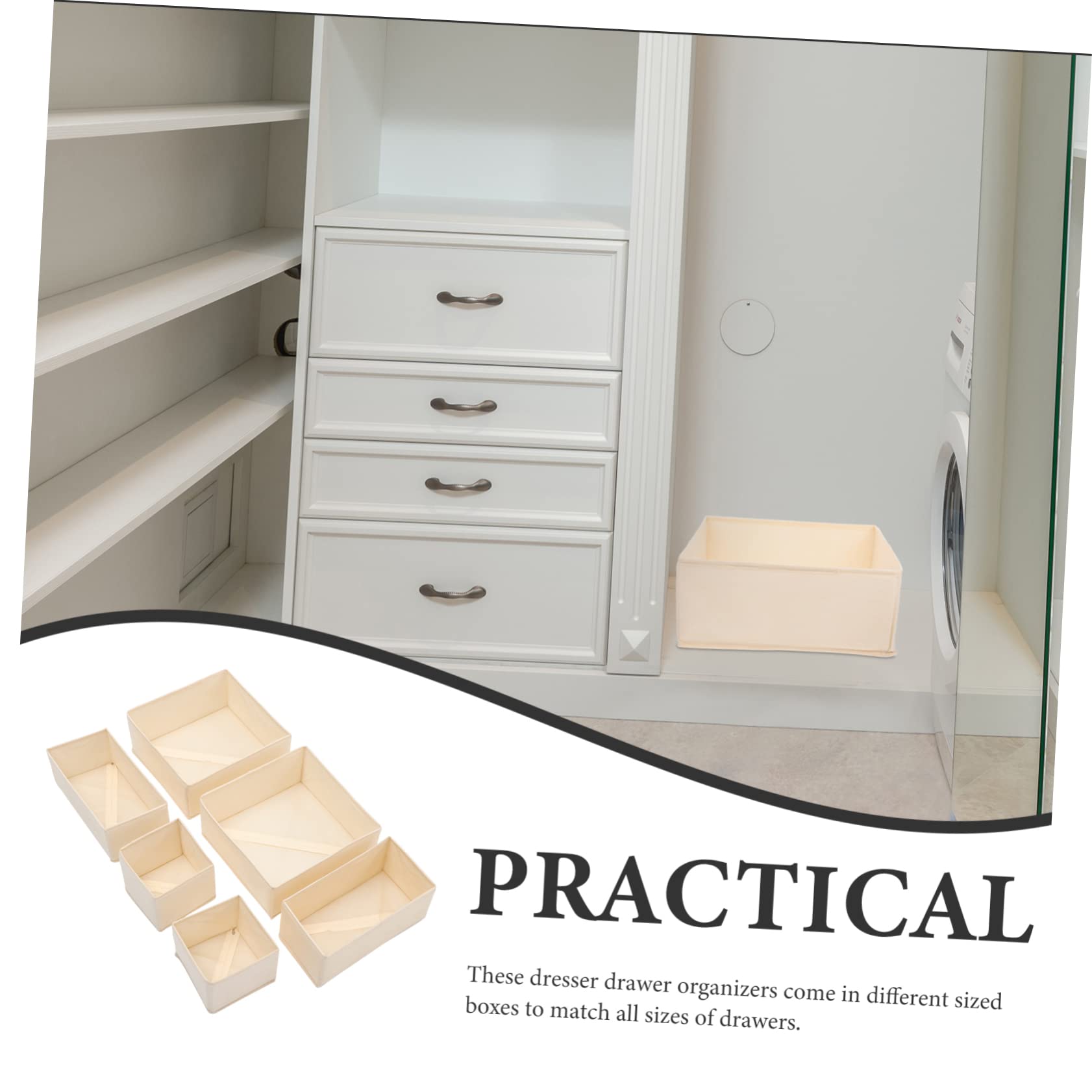 6 Stück Unterwäschebox in Beige mit Pp Platte und Reißverschluss