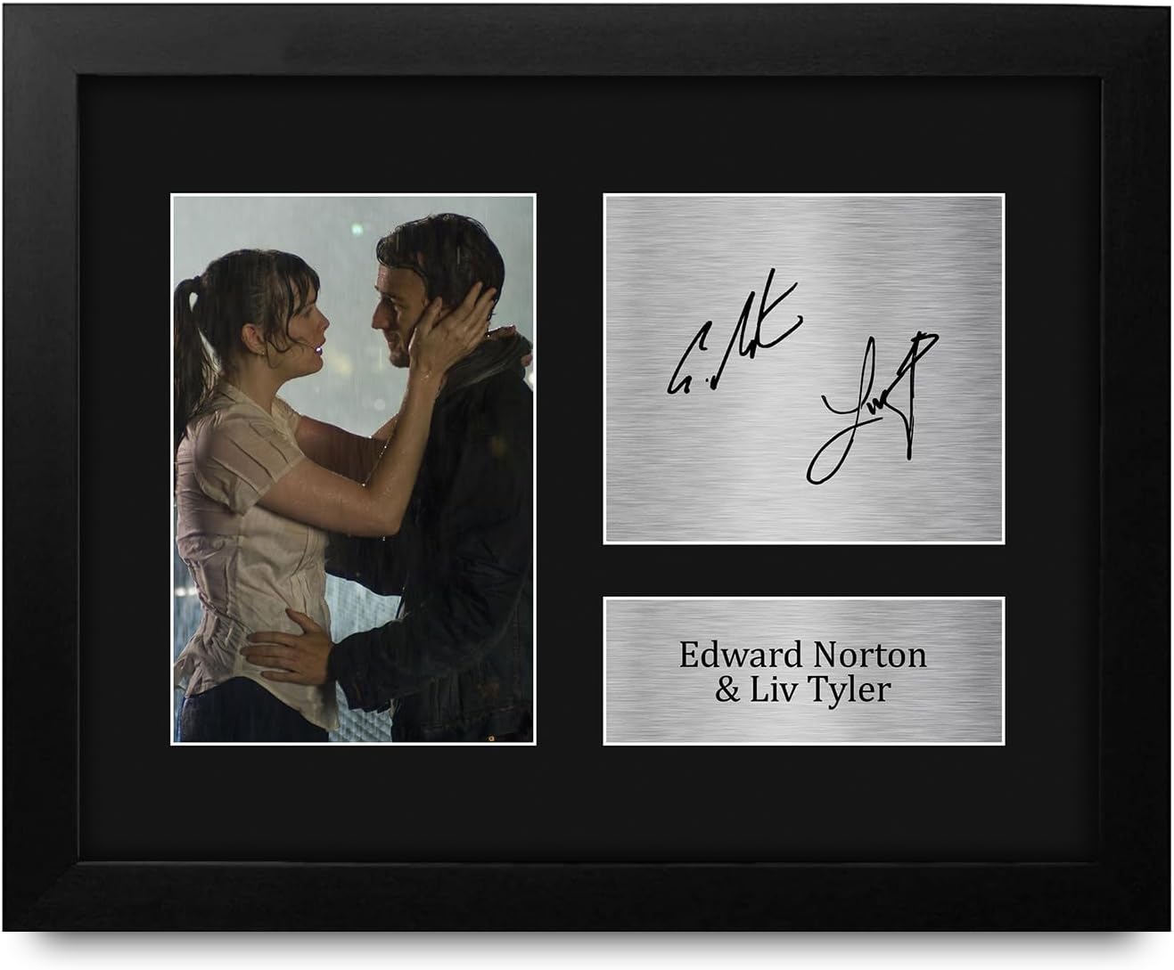 HWC Trading Edward Norton & Liv Tyler The Incredible Hulk Gifts Printed Signed Autograph Picture for Movie Memorabilia Fans - US Letter Framed (ID-008643)