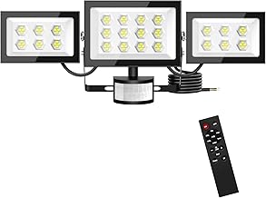 100 W Outdoor LED Floodlight with Motion Sensor and Remote Control, IP66 10000LM, 6500K Cool White Powerful Outdoor Spotlight, for Warehouse, Garden, Garage, Patio and Parking