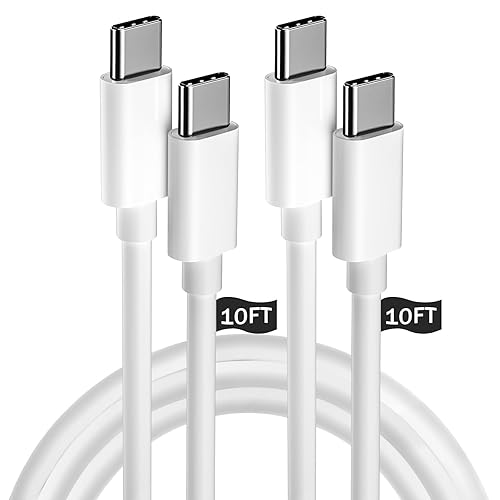 Paquete de 2 cables tipo C a tipo C de 10 pies, USB C a USB C, cable USB C de 60 W, cable de carga rápida compatible con Apple iPhone 1515 Pro15