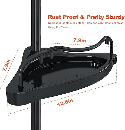 Miniatura 3 de Organizador de ducha con poste de tensión ajustable de 39 a 125 pulgadas para baño, soporte de almacenamiento de bañera a prueba de óxido con 4