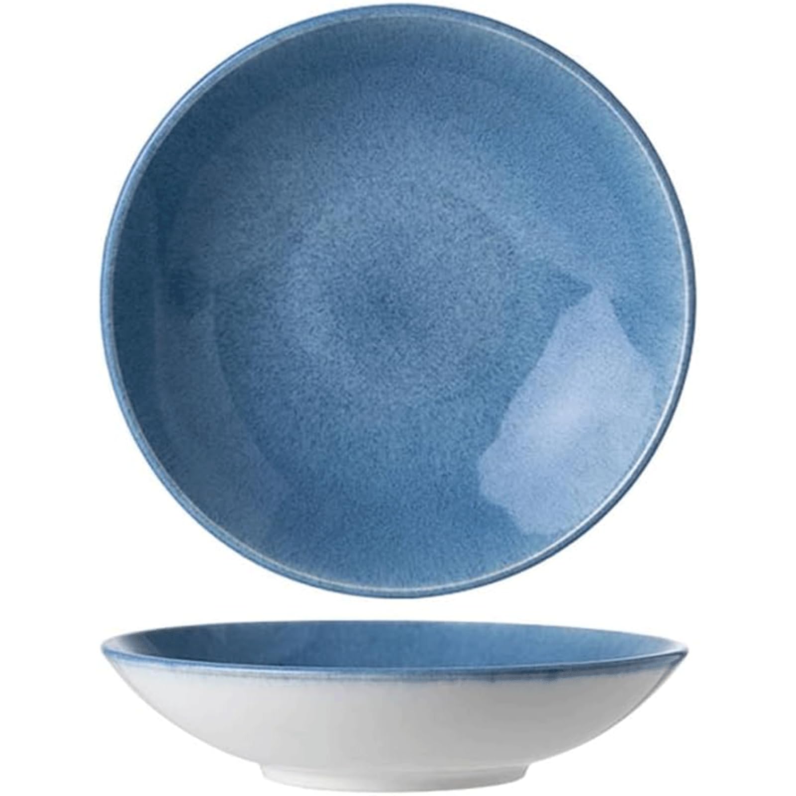 XDAWQP Blue Porcelain Salad Bowl Easy Clean Serving Bowl Suitable for Soups/Oats/Pasta/Snacks Dishwasher & Microwave Safe