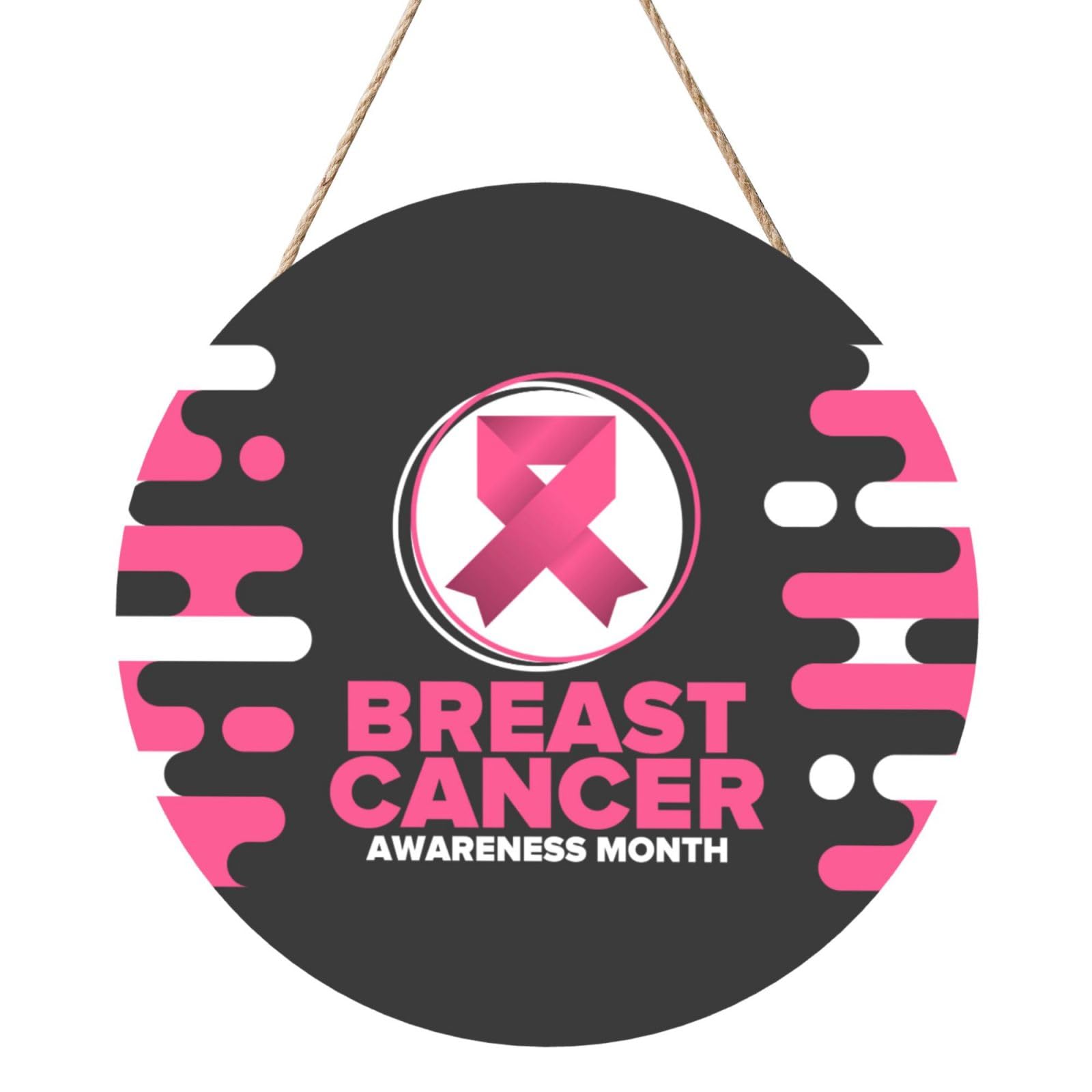 Breast Cancer Awareness Door Signs Plaques Wood Welcome Sign For Front Door Wall Hanging For Home Farmhouse Office Classroom Party Decoration