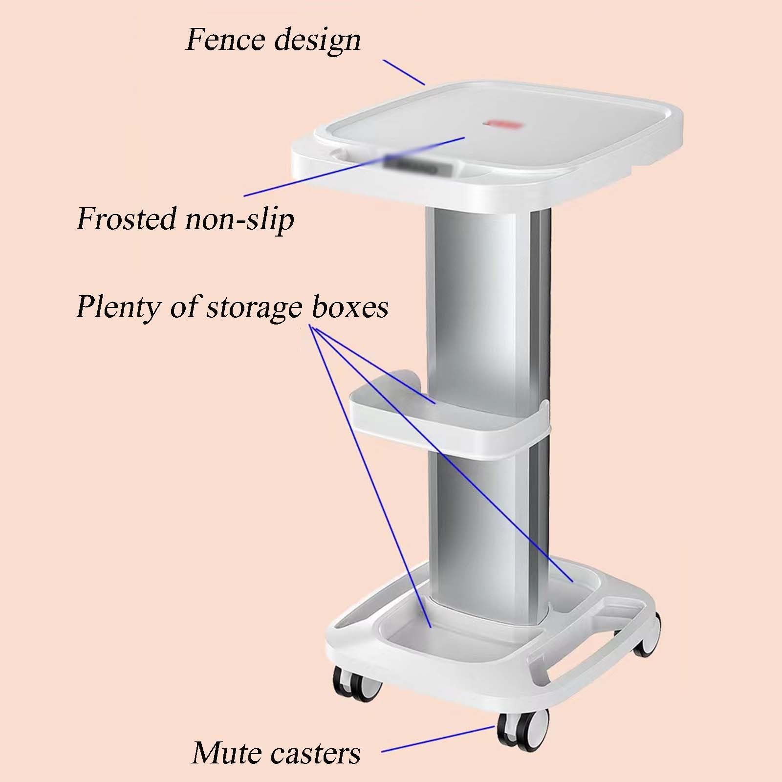 Carrello Estetista in ABS Armadietto Design Carrello Estetista Cassetta Portaoggetti Arrello Dentale Rotante Silent Universal Wheel Storage Trolleys Lega di Alluminio Spazzolato