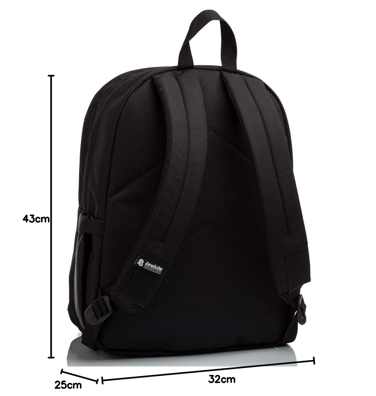 Invicta Jelek Zaino Scuola Media Ragazzo Ragazza, Scuola Superiore, Tinta Unita, Scomparto PC, Tasca Borraccia, nero bianco
