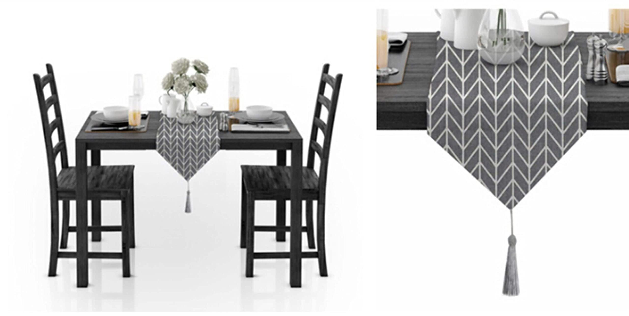 Table Runner Party, Tischläufer Hochzeit Elegant Grau 30x360CM Pfeilmuster Baumwolle Tischdeko Wohnzimmer Küche Geburtstage