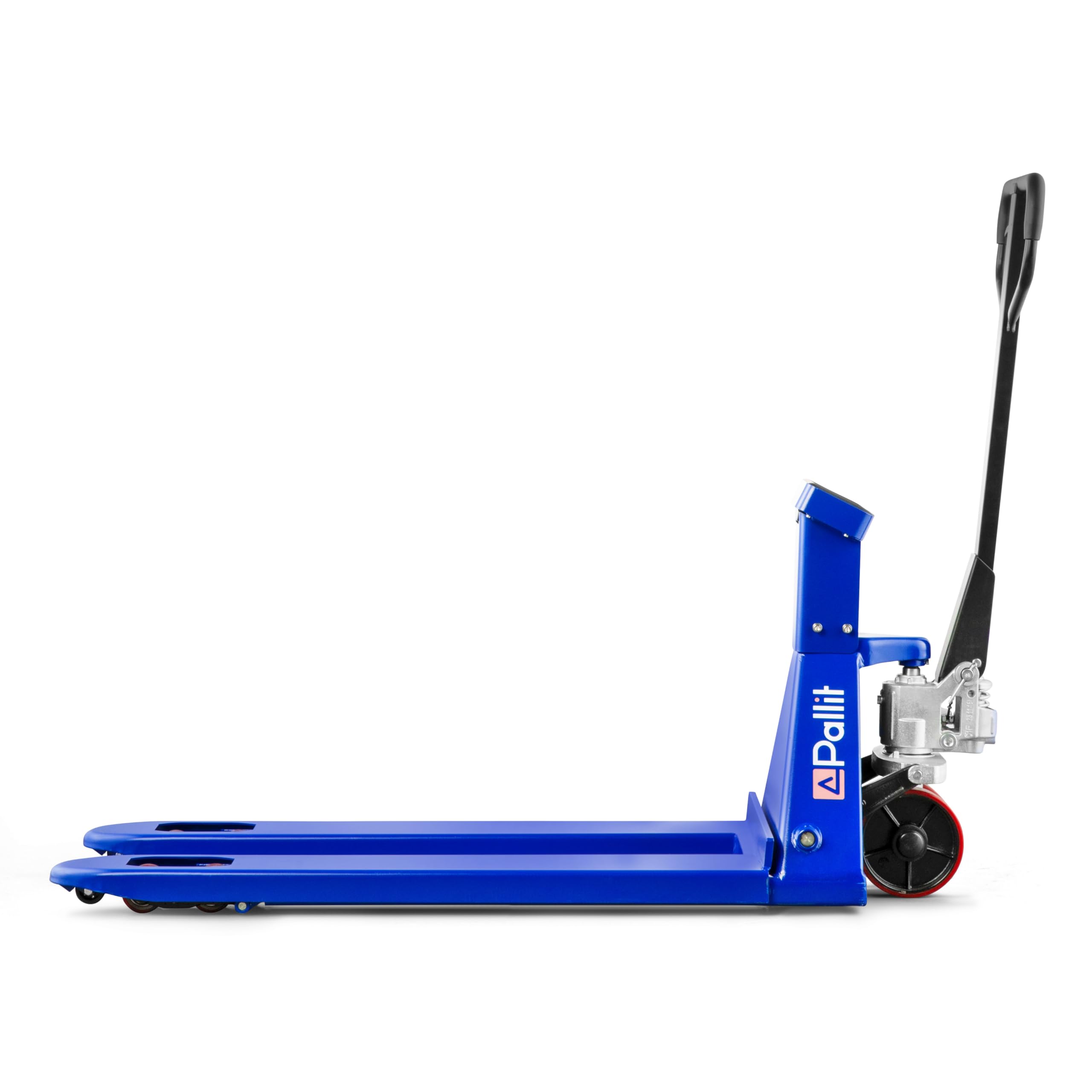 Transpaleta Profesional con báscula e Impresora 0,5 kg Pasos 2500 kg 2,0t para Europalet (1150 mm) | Solución 3 en 1 integrada con pesaje digital de 0,5 kg, impresora térmica y horquillas de 1150 mm para palés europeos