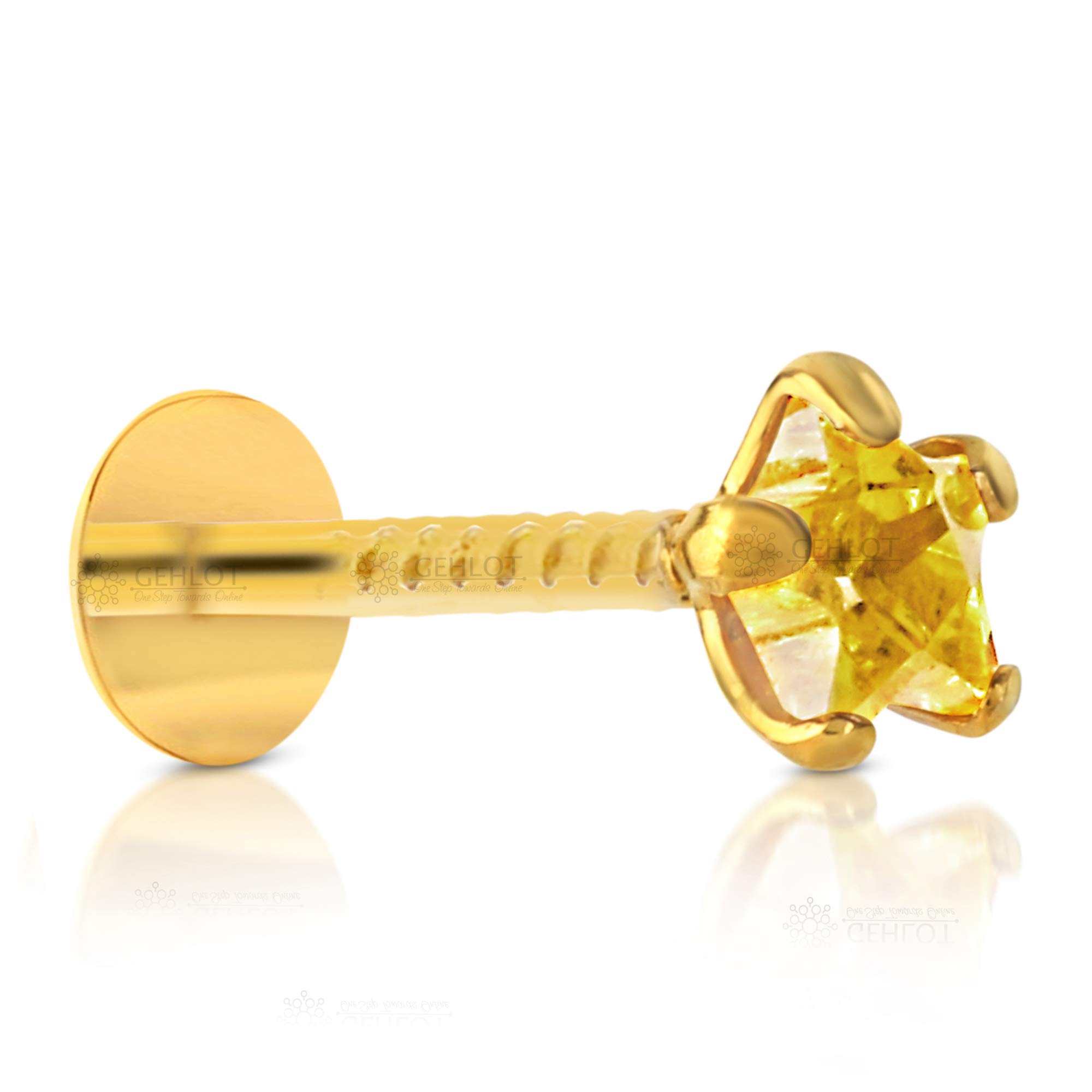 GEHLOT ; OneStep Towards Online Star Shape Black Diamond 14K Pure Yellow Gold Nose Pins Studs Diamond Nose Pins For Women And Girl