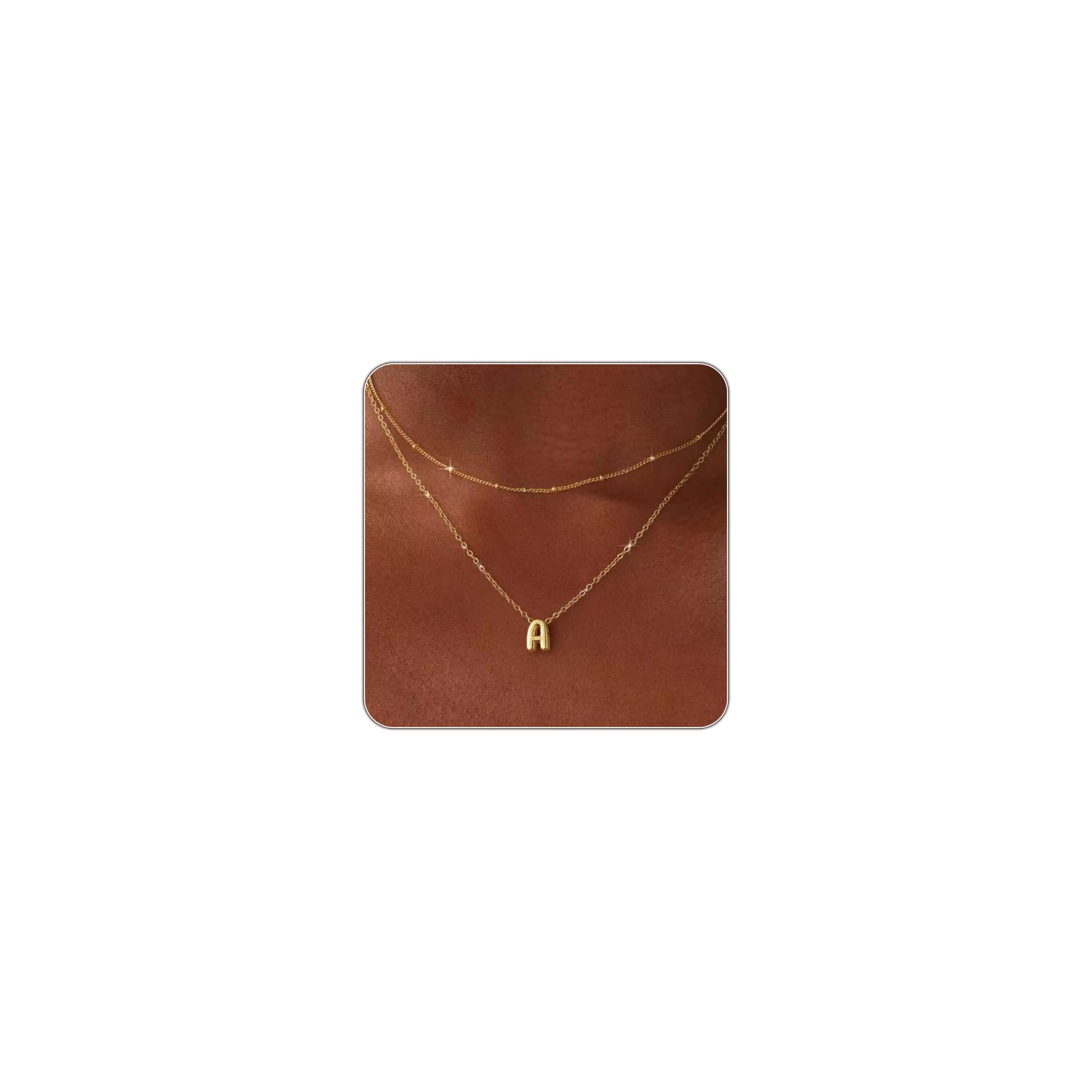 Thaivor Initial Necklaces for Women 14K Gold Plated Bubble Letter Necklace Layered Dainty Cute Choker Pendant Stack Jewelry Fashion Accessories Teen Trendy Gift