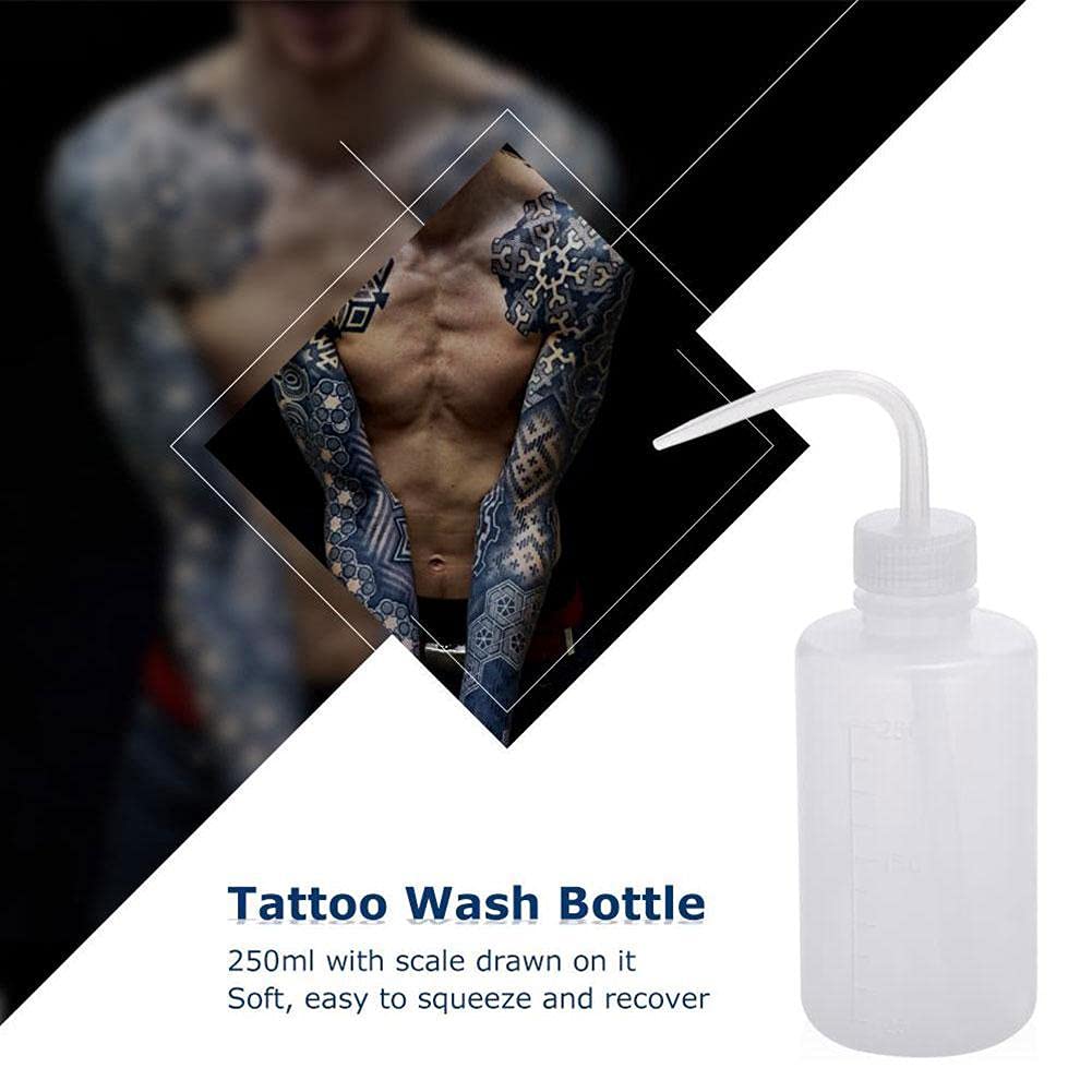 Botella de Plástico de Seguridad con Boca Estrecha y Tubo Largo - Botella de Limpieza por Goteo con Tatuaje y Limpieza de Pestañas