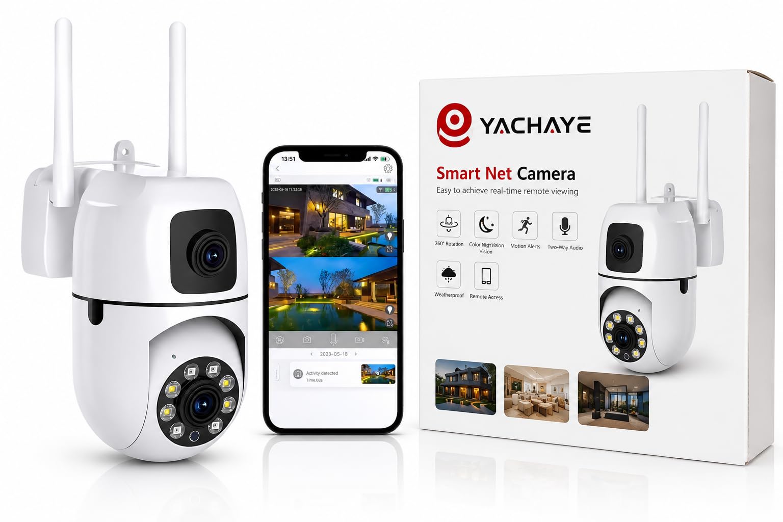 4+4MP Smart WiFi PTZ CCTV Camera for Home Outdoor | 360° View | Color Night Vision | Motion Detection | Two-Way Audio | Wireless Security Camera with Mobile App V380 Pro-picture-27