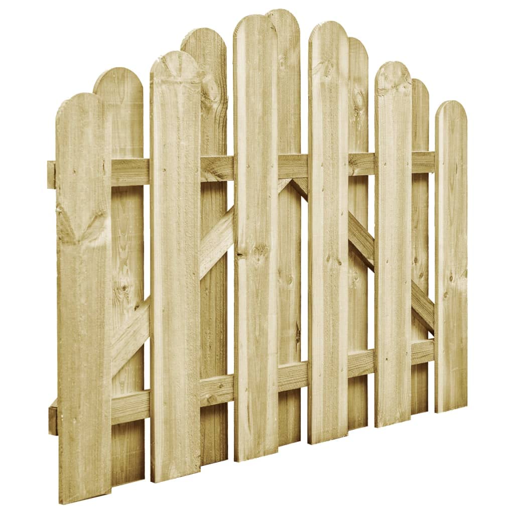 Cancello da giardino in legno di pino impregnato in autoclave, 100 x 75 cm, curvo, robusto, resistente alle intemperie, per esterni, durevole, recinzione in rete metallica stabile