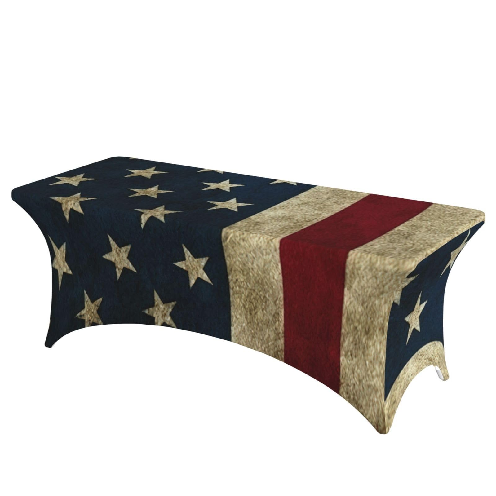 NImongt American Flag Print Elastic Rectangular Tablecloth Holidays Family Banquet Wedding Party Table Cover