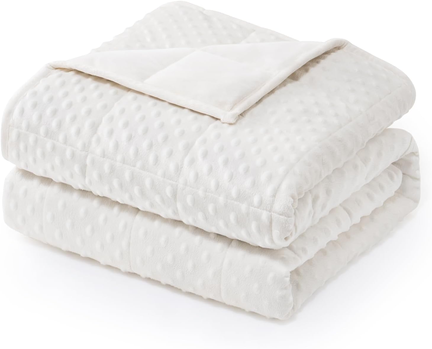 Wemore Minky Dot Weighted Blanket for Adults King Size 25 lbs, Soft Cozy Heavy Blanket for Bed and Couch, Breathable Blanket for All-Season with Glass Beads, White 80 x 87 inches White 80" x 87" 25lbs