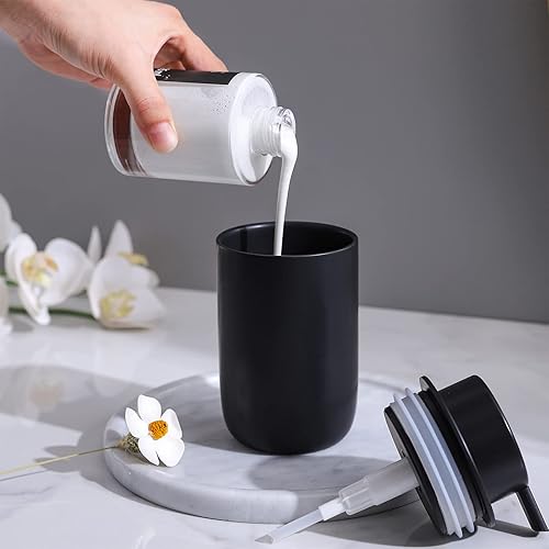 Miniatura 3 de Juego de dispensador de jabón negro, moderno dispensador de jabón de cerámica para baño, jabón líquido recargable para decoración de cocina de