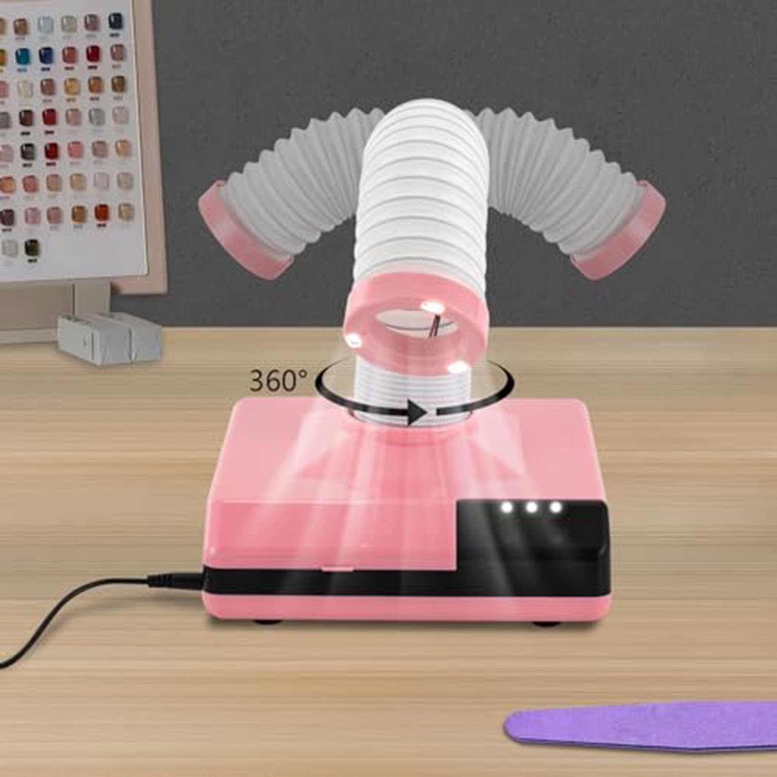 SenhE 60W Colector de Polvo de Laboratorio Dental, con Manguera Ajustable y luz LED, Succión Potente y Silenciosa, para Uso Profesional en Salones y Manicura en Casa
