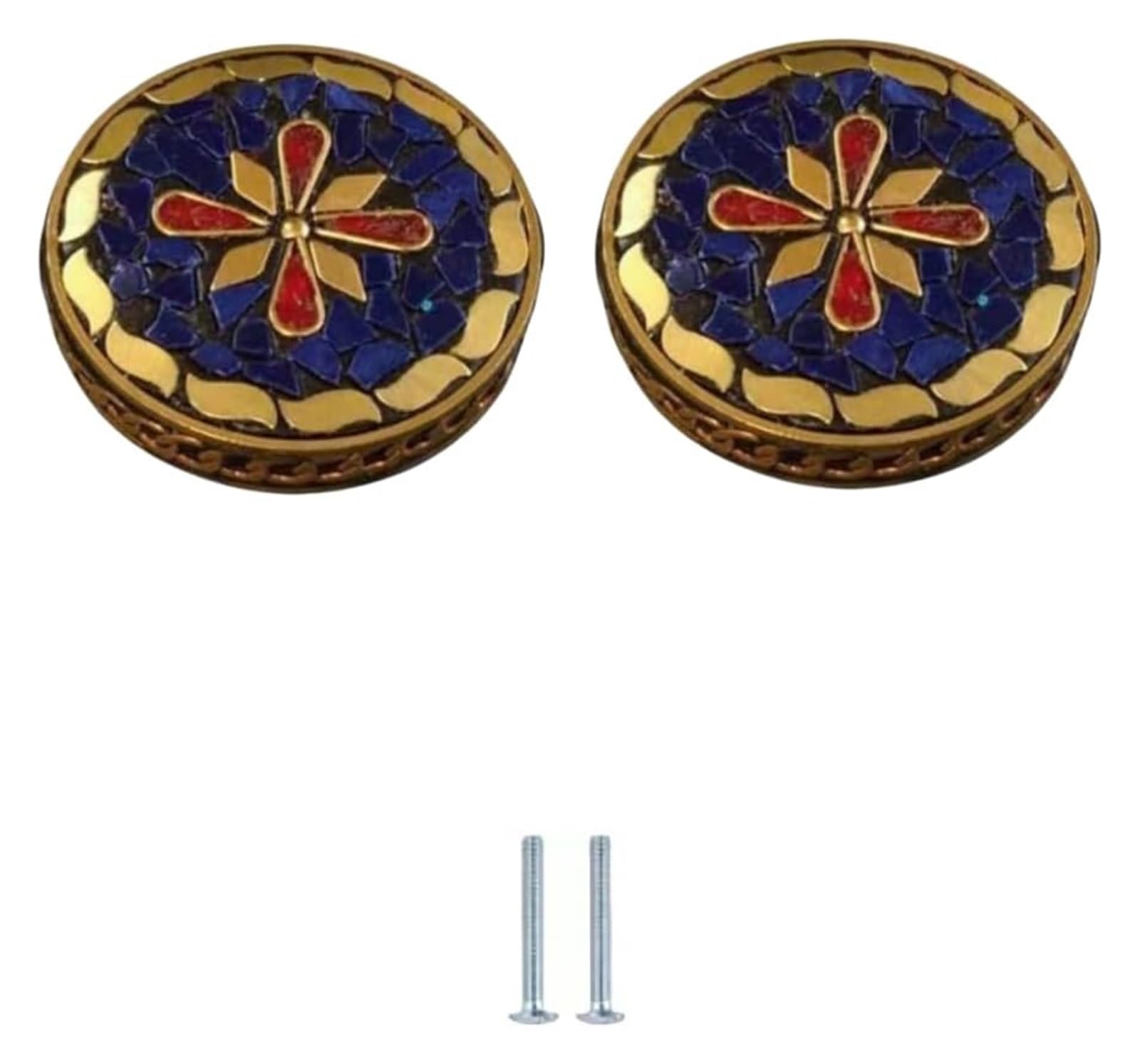 LQZAXSRDR Ceramic Cupboard Drawer Handle Knobs, Ceramic Door and Drawer Knobs, Multicolor, Pack of 2(Red and Blue 44 * 29mm)