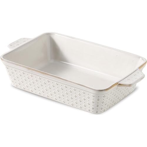 10 Inch Ceramic Baking Pan, Middle Baking Dish, Casserole Dishes for Oven, Rectangular Lasagna Pan Deep with Handles for Baking