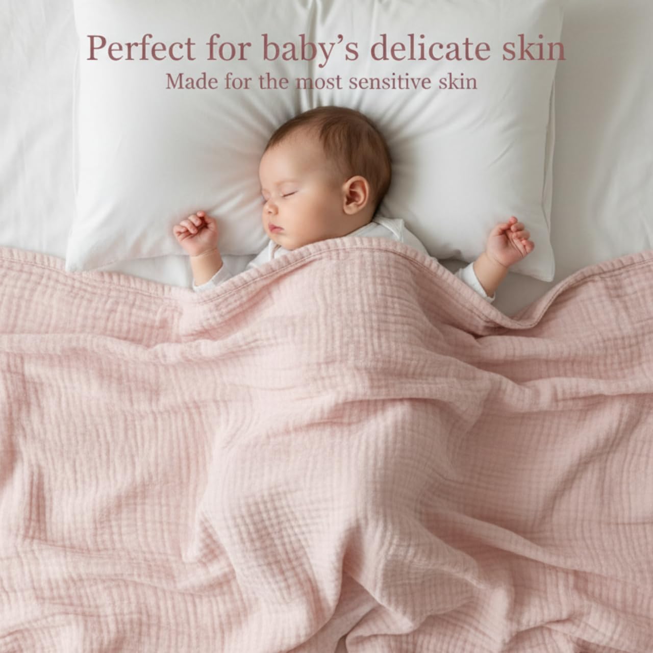Muslin Swaddle Blankets for Boys Girls, 3 Pack Receiving Baby Blanket Large 47 x 47 inches, Soft Breathable Swaddling Wrap for Unisex Newborn (Gentle Pink, Pink, Love)