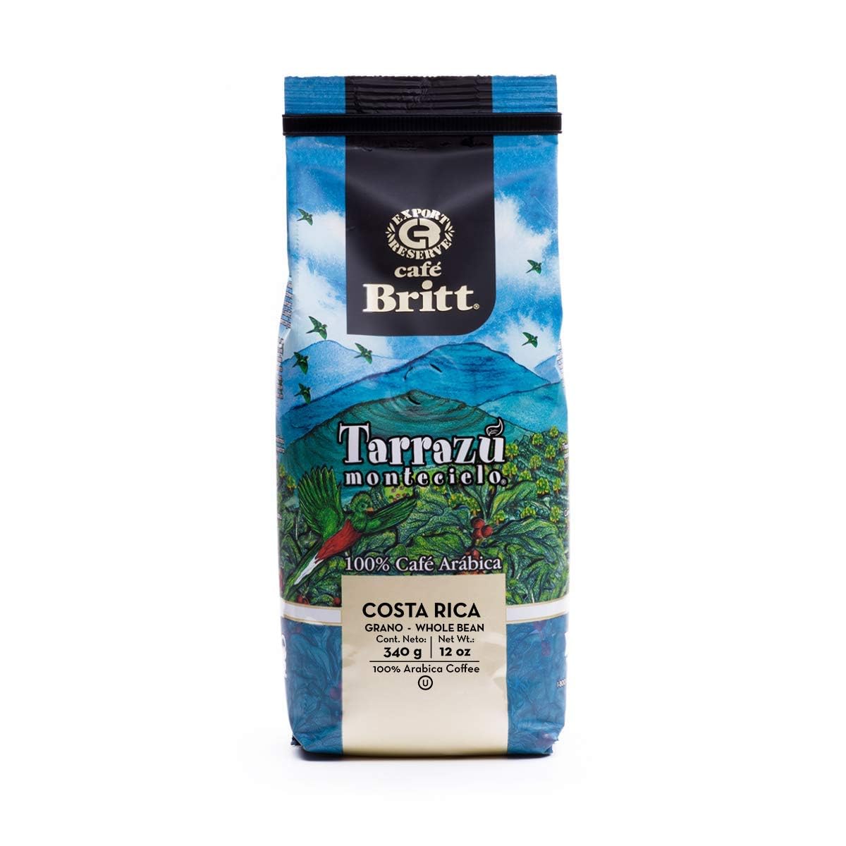 Cafe Britt® - Kawa Kostarykańska Tarrazu Montecielo (360 g) (3-Pack) - Kawa w ziarnach, Kawa Arabica, Kosher, Bez Glutenu, 100% Gourmet & Średnio Palona