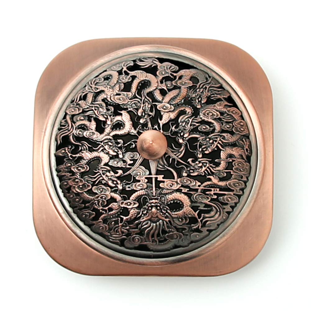 Brûleur d'encens en céramique Diffuseur de Parfum, Alliage Sculpture Creuse comptine de Dragon Four à Bois de Santal, Convient à Salon Espace de méditation Lieu de beauté comme Salon, Le Yoga, Etc
