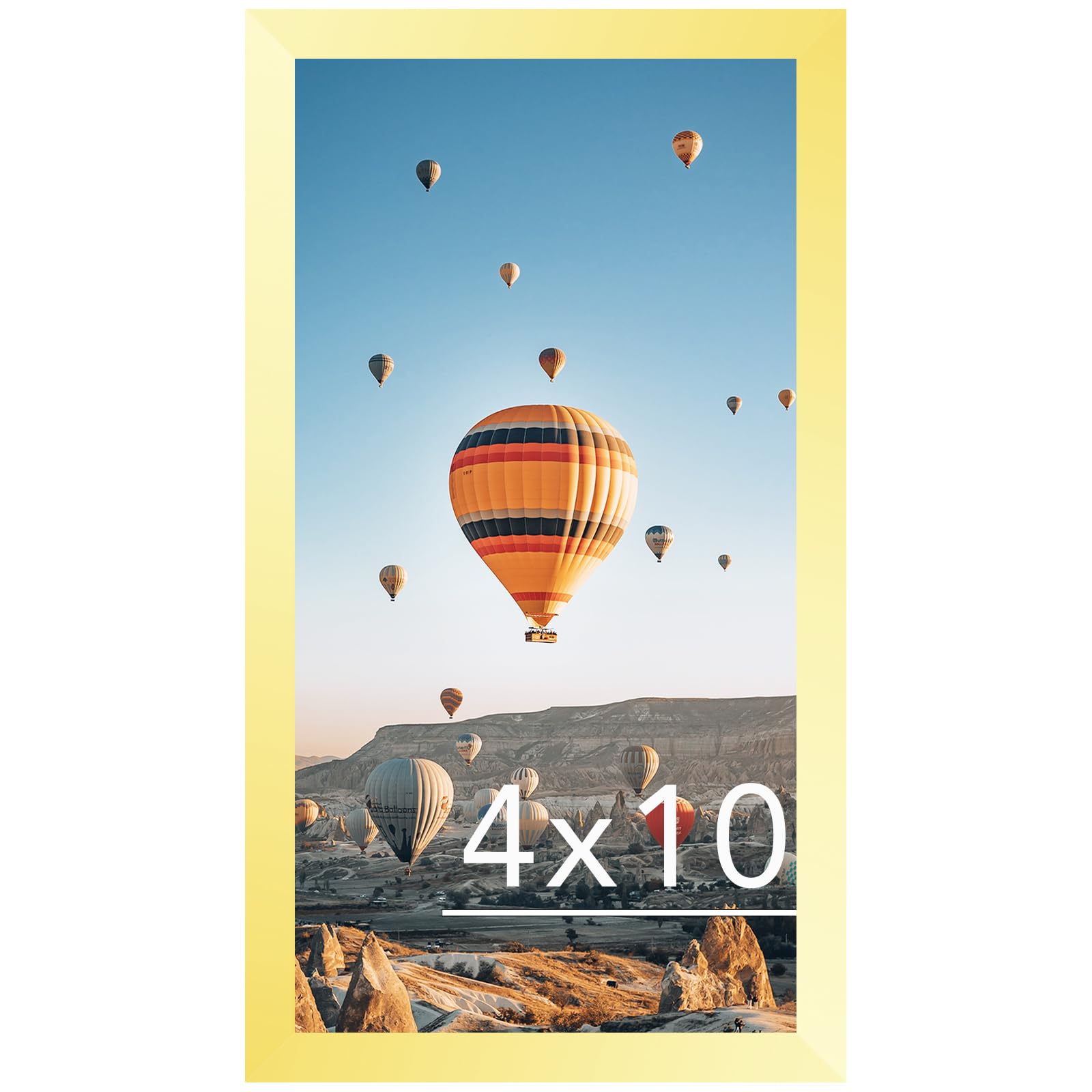 JCJMY 4x10 Picture Frame Gold for Wall Hanging or Tabletop, Wall Mounting Horizontally or Vertically, 4 x 10 Wall Gallery Poster Photo Frame with Shatter Resistant Plexiglass, Gold