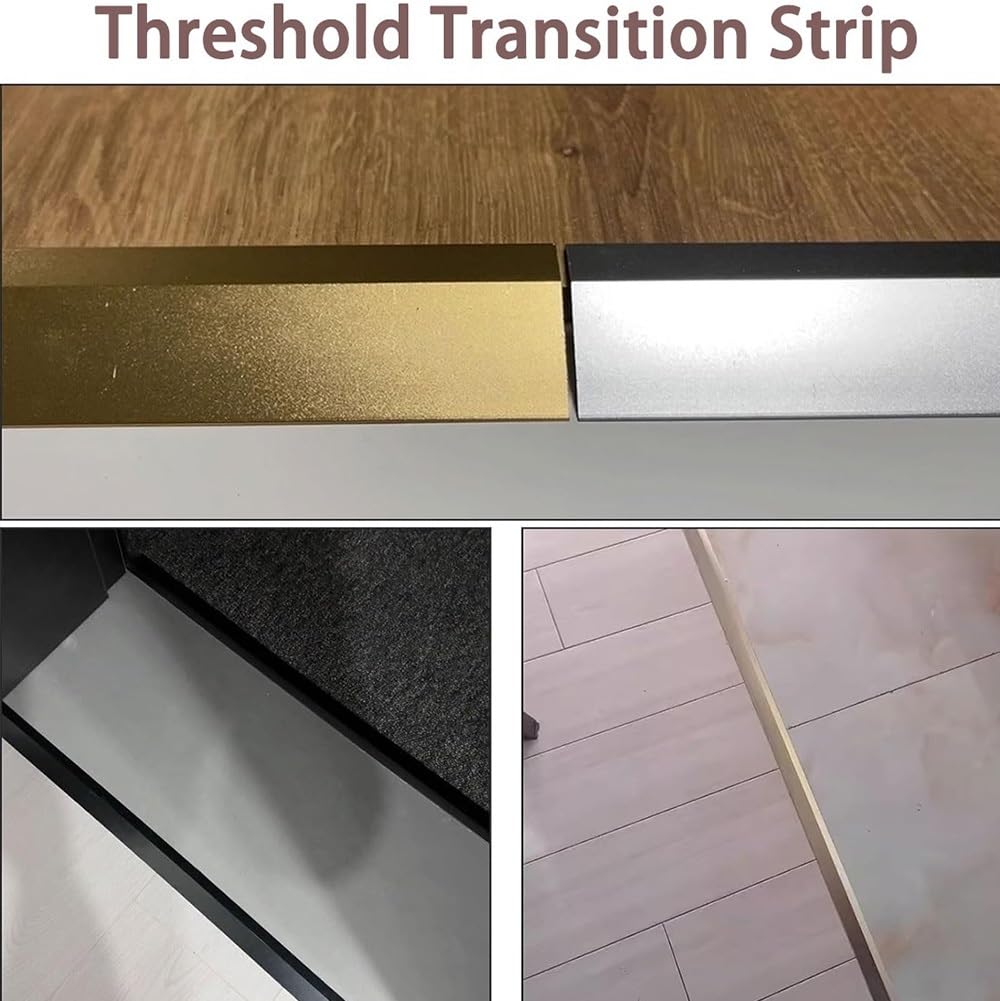 Bande De Transition De Plancher Pour Portes 90cm Rampes De Seuil Noires Bande De Seuil De Remplacement En Aluminium Hauteur 5-18mm(Black,35.4in x 5)