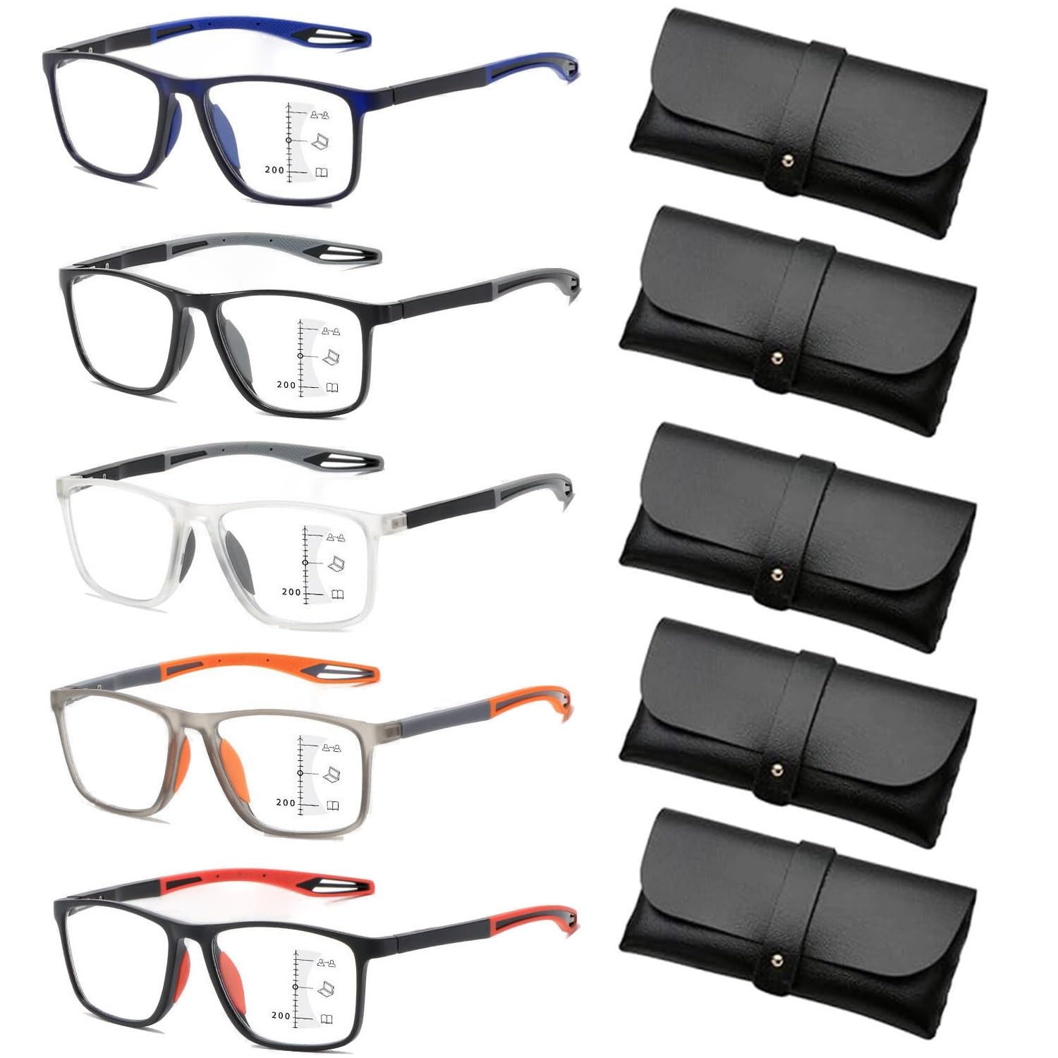 Aosrioylt Sport Intelligent Photochromic Progressive Bifocal Presbyopia Glasses, Chromoscope, Reading Glasses(5Pcs,3.00)