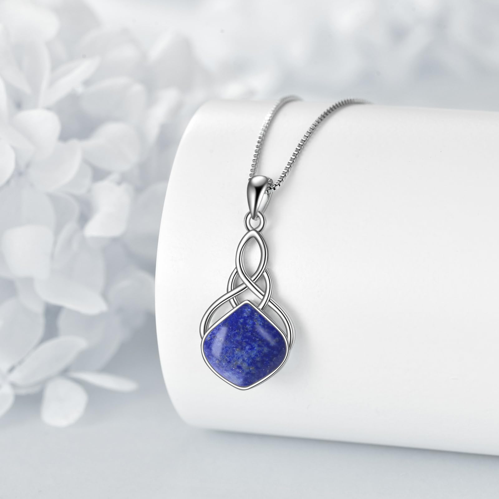 YAFEINI Moos Achat Halskette Sterling Silber Irisch Keltisch Filigran Teardrop Anhänger Halskette Schmuck Weihnachtsgeschenke