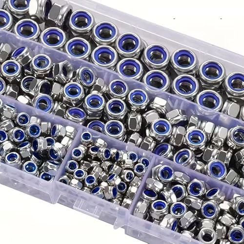 210/150pcs M3-M8 Anti-Slip Hex Nuts, Full-Thread Anti-Lock, 8-Grade, Safety-Locking, for Industrial/Construction/Electronics/AUT(M4-M6:150pcsBag)