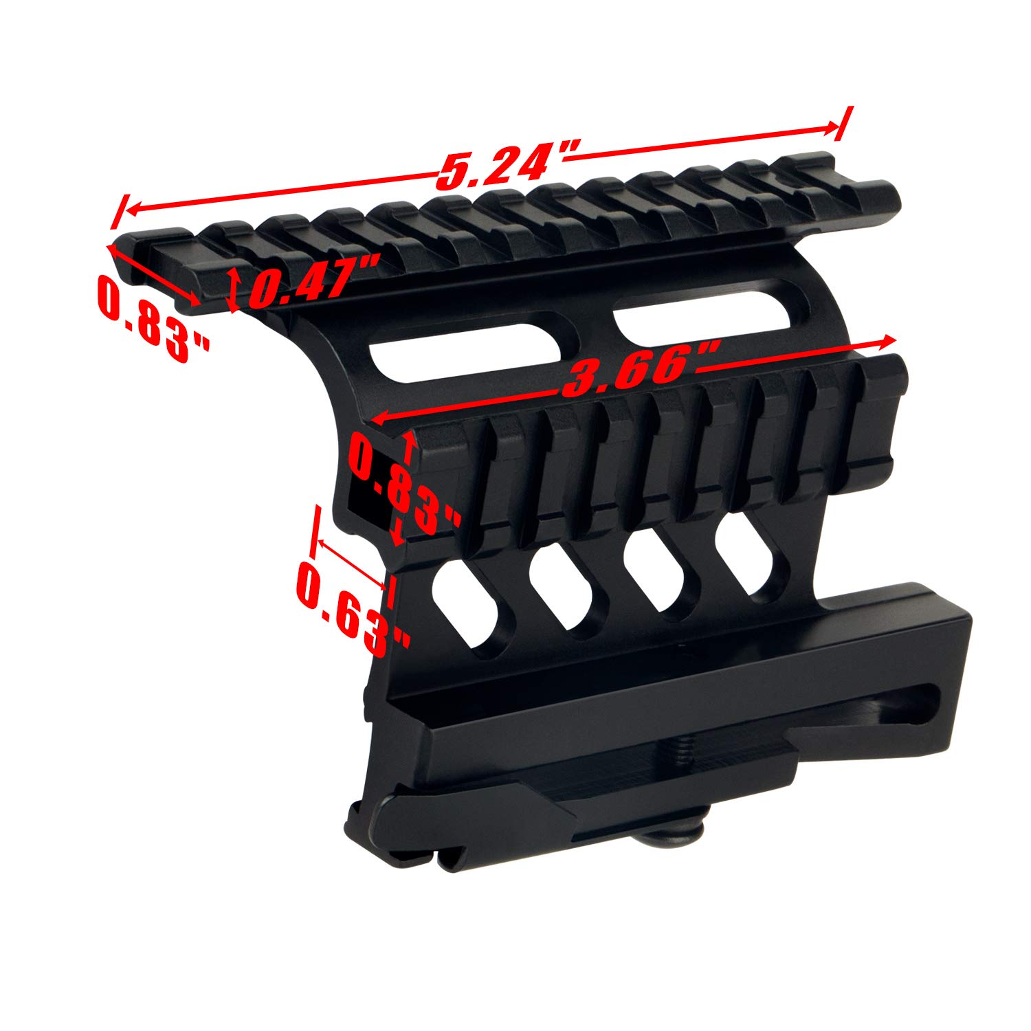 Monture Tactique Double à Rail Latéral en Métal AK74 - Support de Picatinny avec Montage sur Lunette Latérale pour AK - Noir