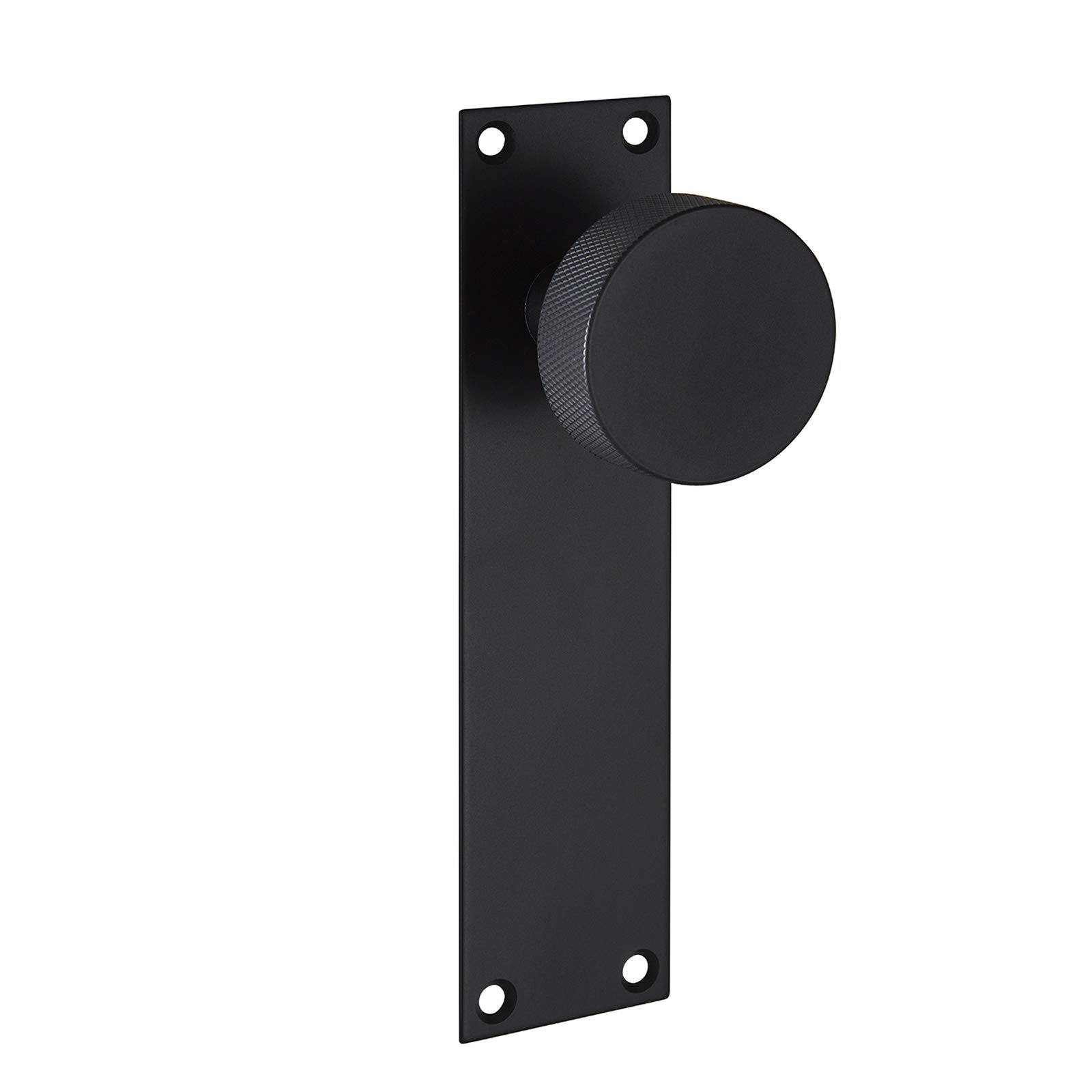 Knurled Door Knobs on Backplate in a Matte Black Finish